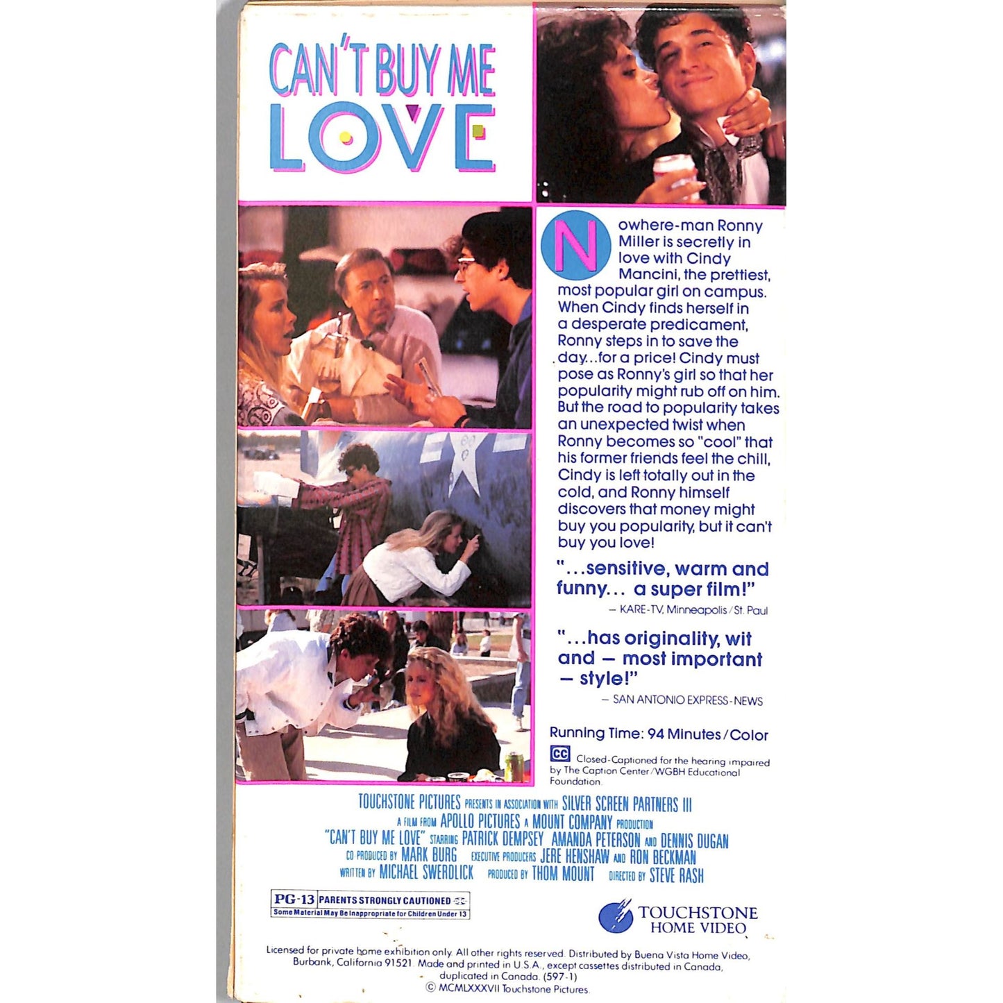 Can't Buy Me Love (1987) VHS Tape Good condition