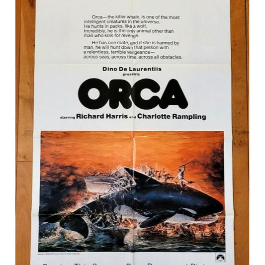 Orca (1977) Original Movie Poster 27x41 Folded Richard Harris