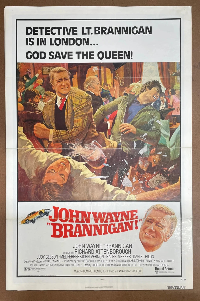 Brannigan 1975 Original US One Sheet Folded Movie Poster John Wayne Crime Action