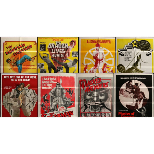 Lot of 15 Kung Fu One-Sheet Posters 1970s Orig. 27x41 Folded Martial Arts EM2A11