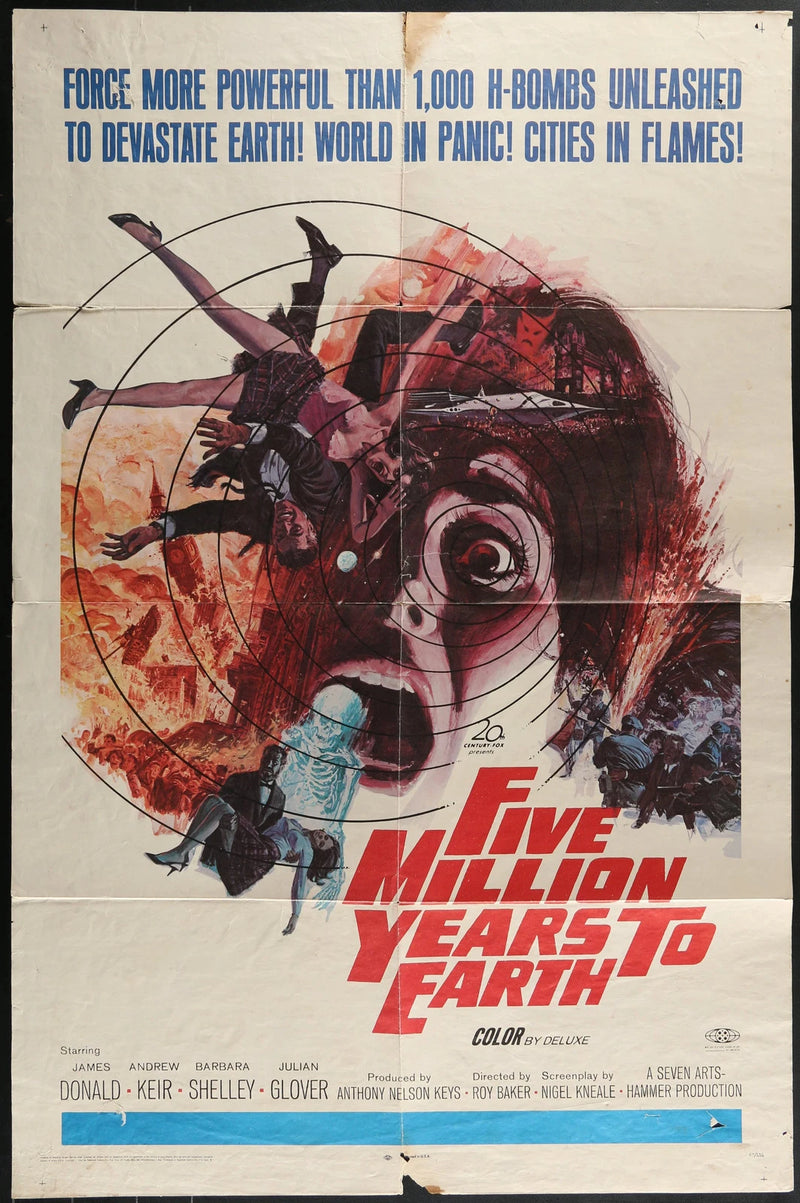 Five Million Years to Earth (1967) Original One Sheet Horror Poster 27x41 Hammer