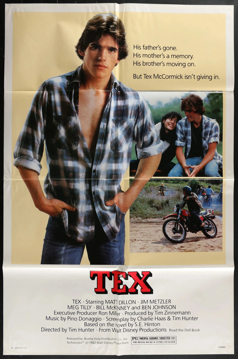 Tex 1982 Original Movie Poster 27x41 Matt Dillon Disney Coming of Age Drama