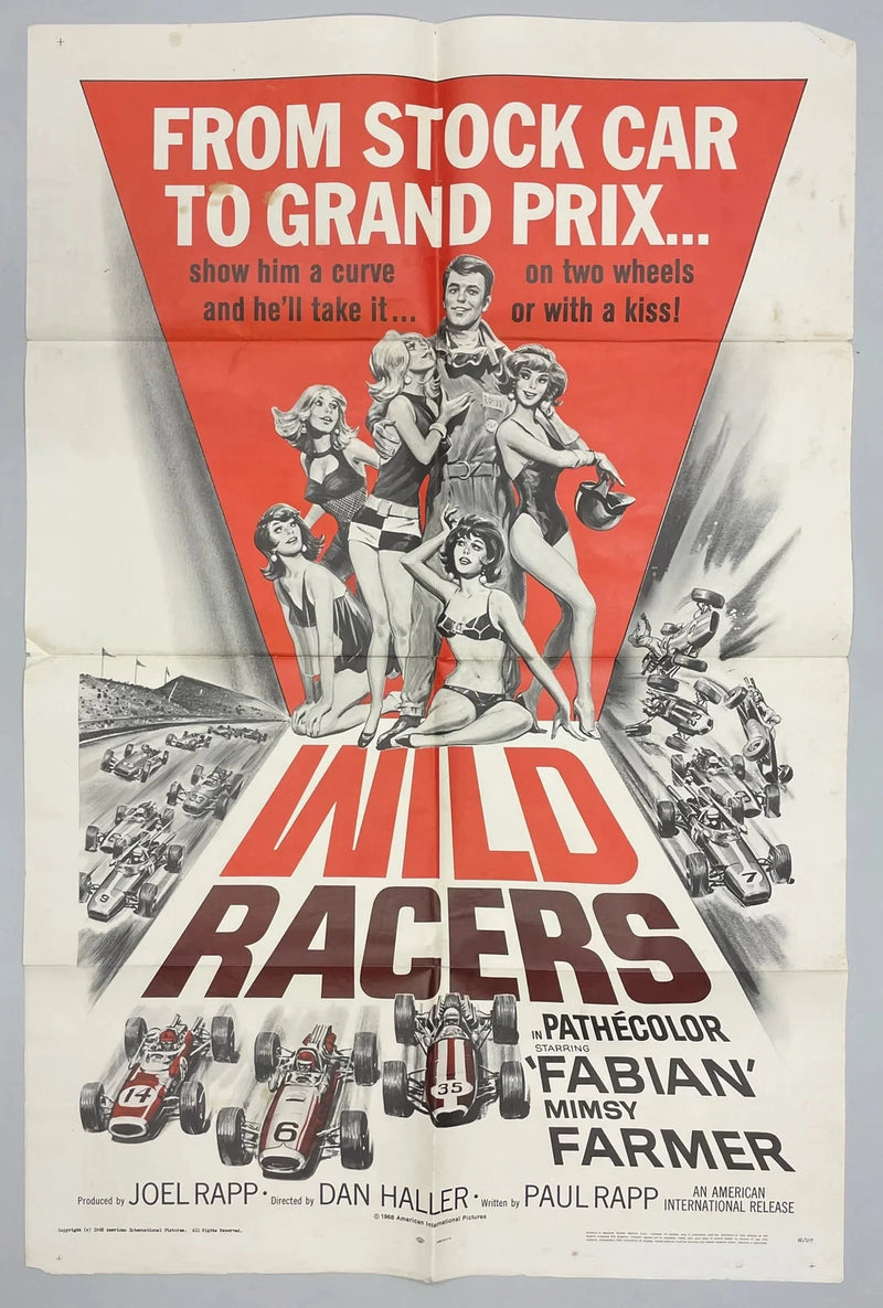 Wild Racers (1968) Original Movie Poster 27x41 Fabian Mimsy Farmer Racing