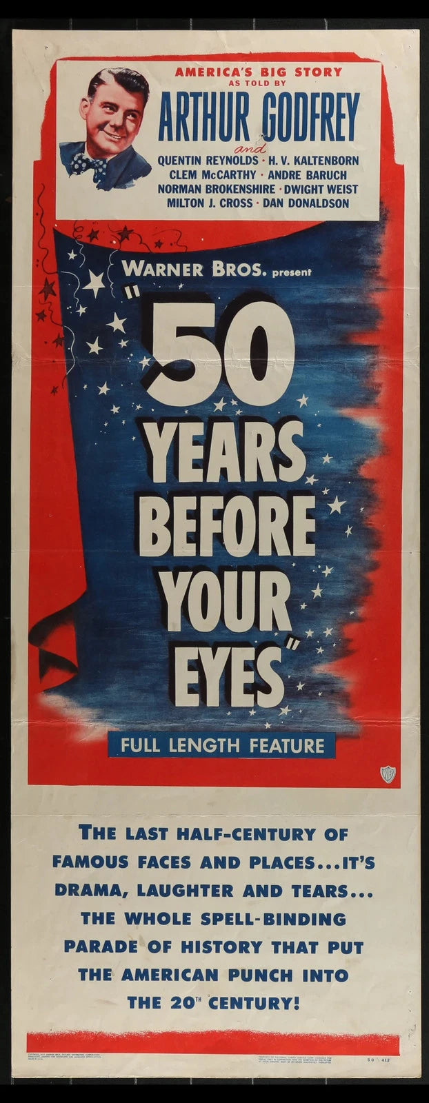 50 Years Before Your Eyes (1950) Original Insert Movie Poster Folded 14x36
