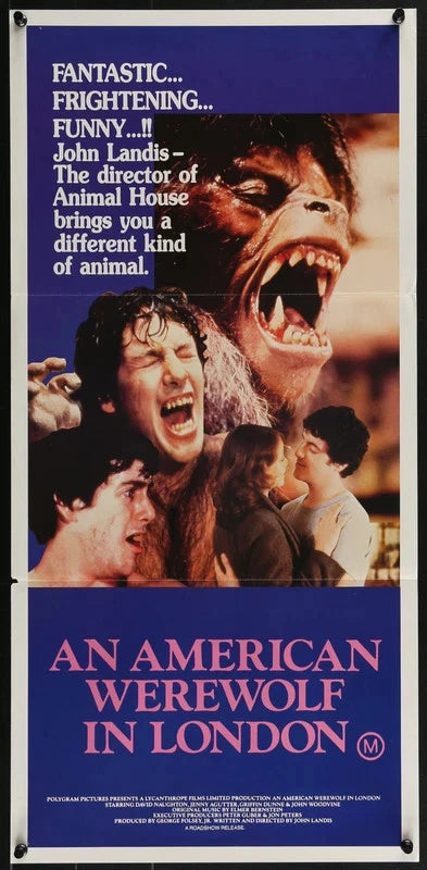 An American Werewolf in London 1982 Australian Daybill Poster 13.5x28 Landis