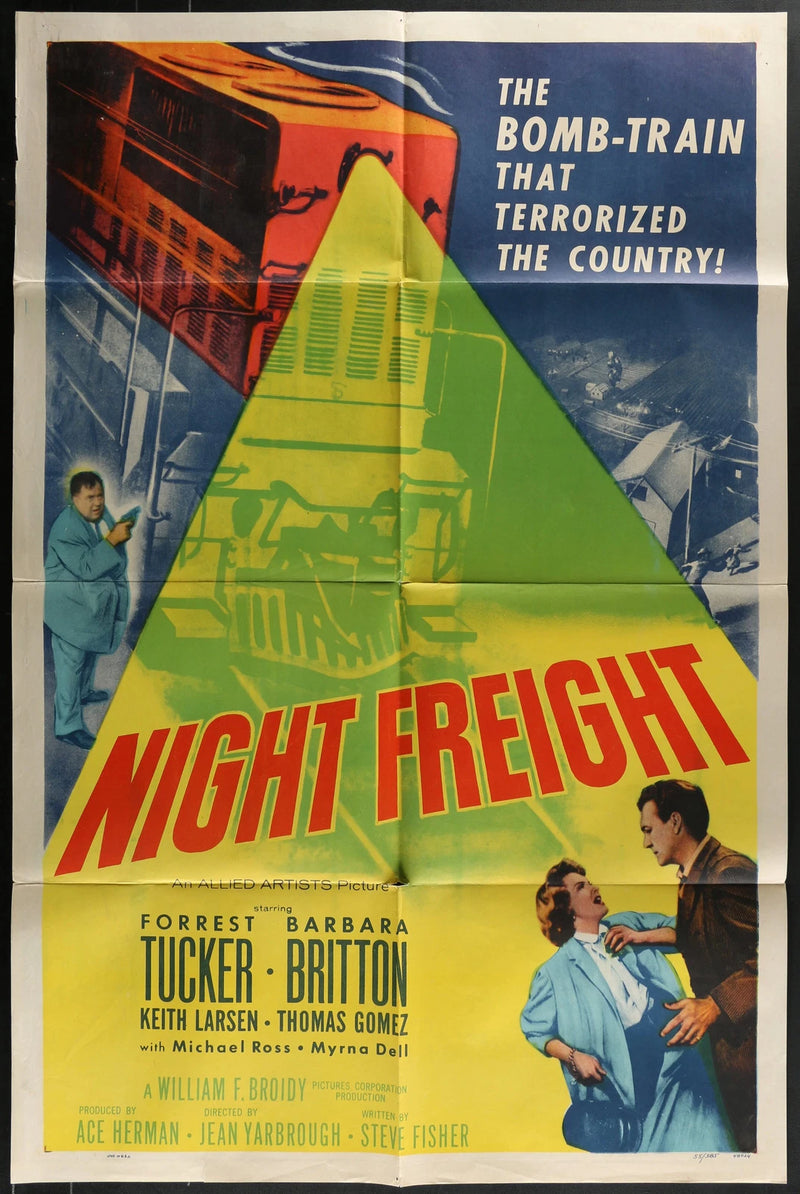 Night Freight 1955 Forrest Tucker Crime Thriller Poster 27x41 Train