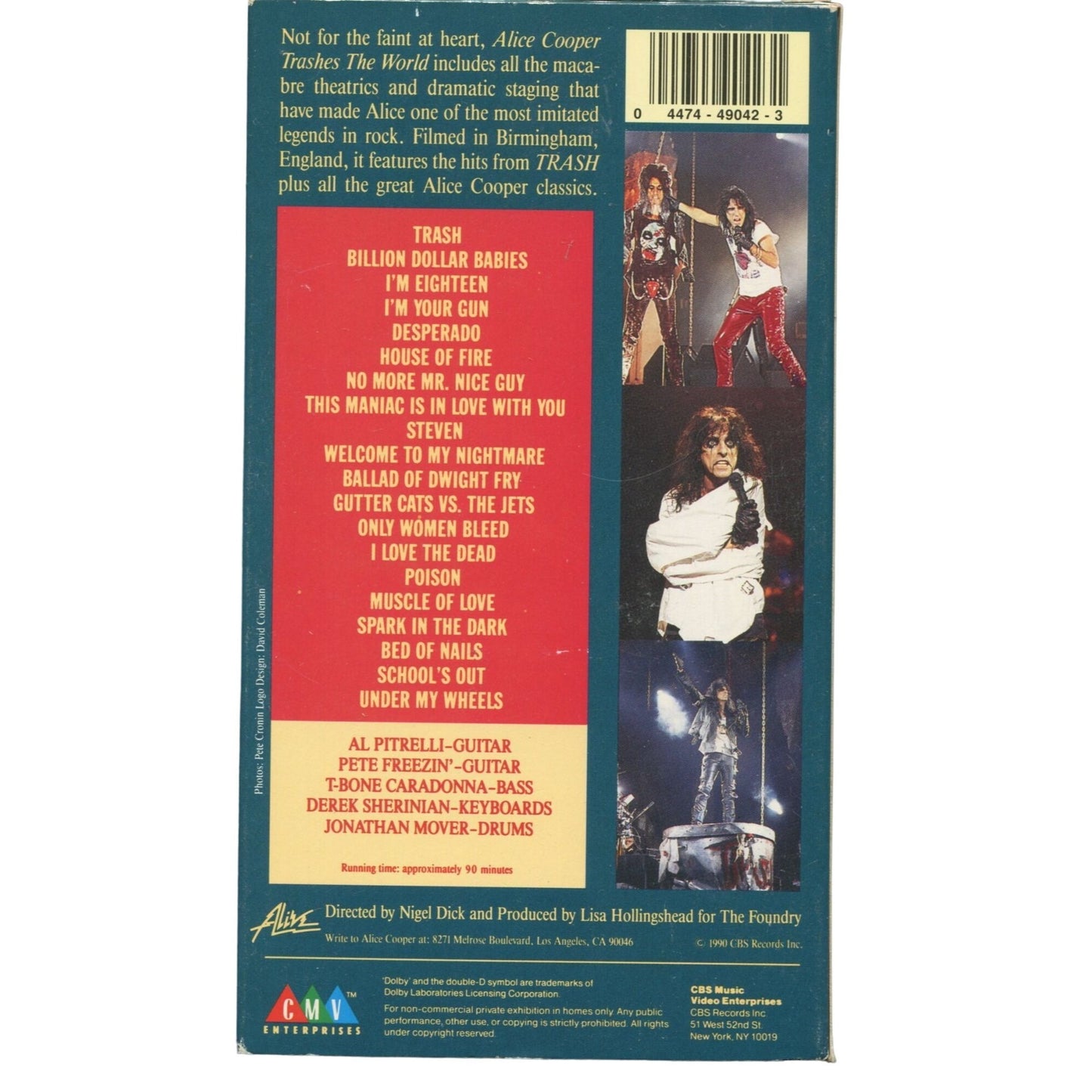 Alice Cooper Trashes the World (1990) Live Concert VHS Tape