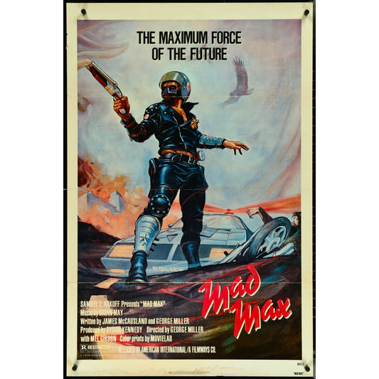 MAD MAX (1980) Vintage Theatrical Tri-Folded One-Sheet Movie Poster Mel Gibson