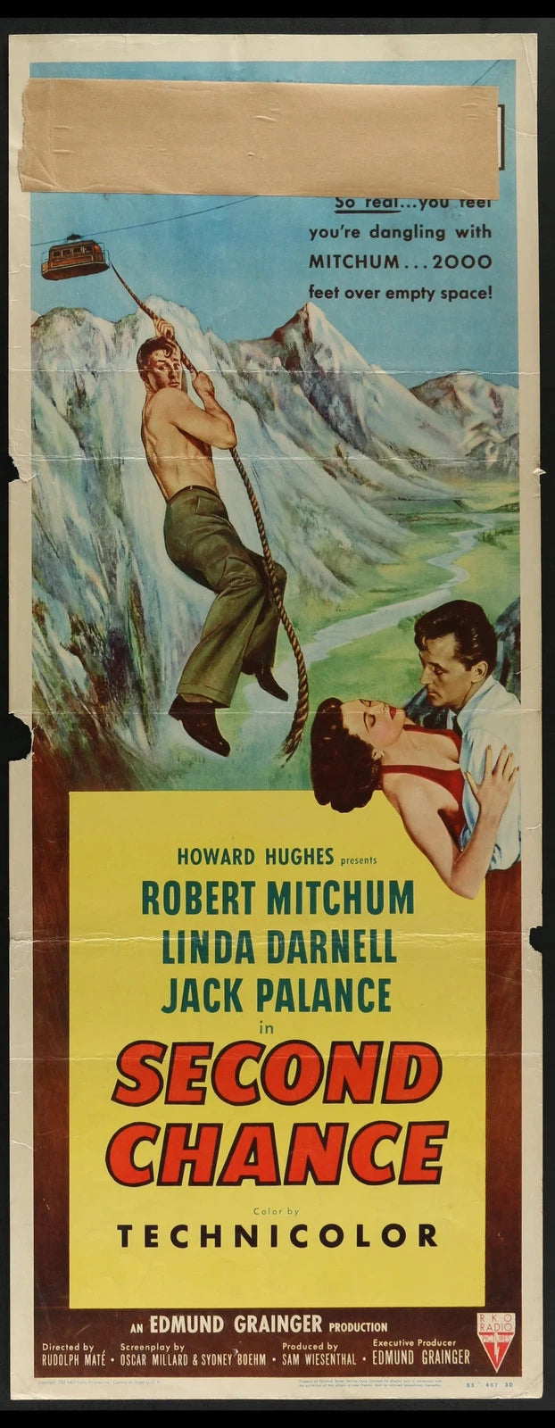 Second Chance (1953) Original Insert Movie Poster Folded 14x36
