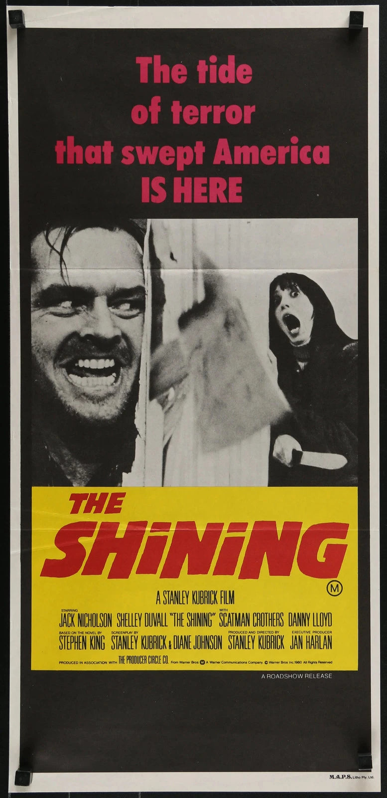 The Shining 1980 Australian Daybill Poster 13x28 Stanley Kubrick Nicholson
