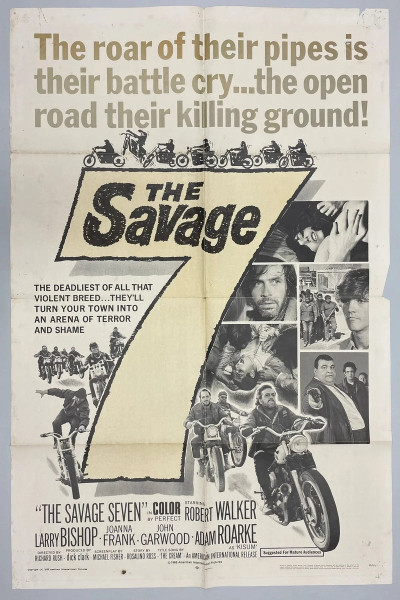 The Savage Seven (1968) Original Movie Poster 27x41 Robert Walker Biker Film