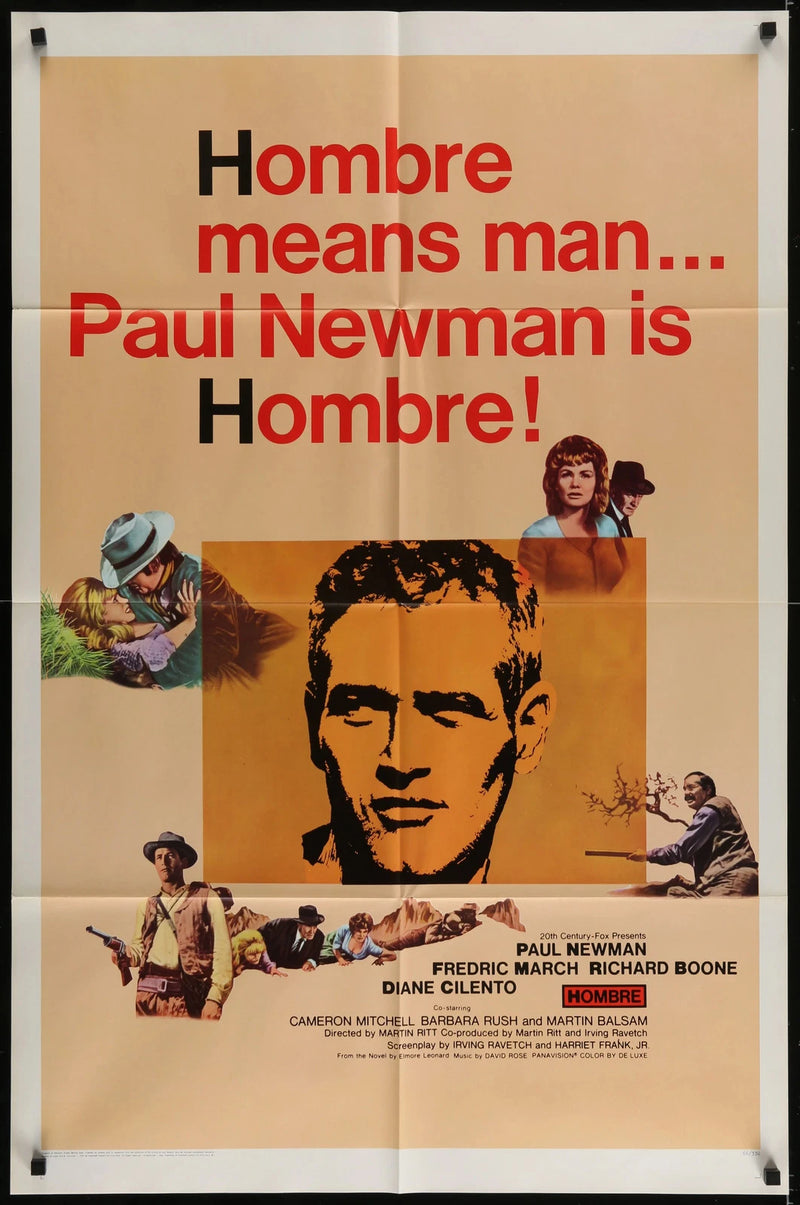 Hombre (1967) Original One Sheet Movie Poster Folded 27x41 Paul Newman Western
