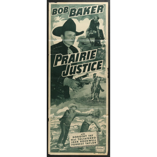 Prairie Justice (1938) Original Western Insert Movie Poster Folded 14x36