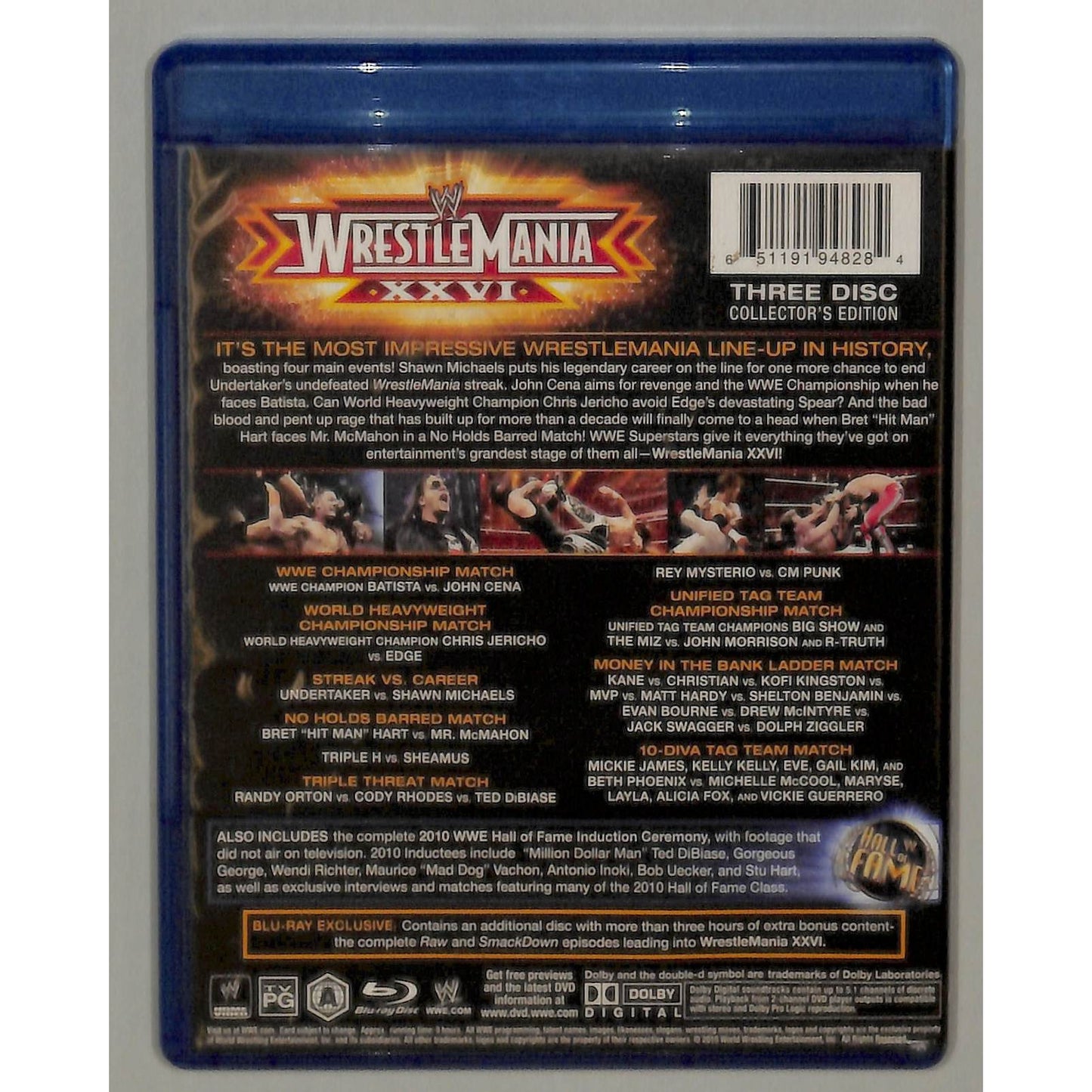 Wrestle Mania XXVI 3 Disc Collector's Edition Blu-Ray Used VG