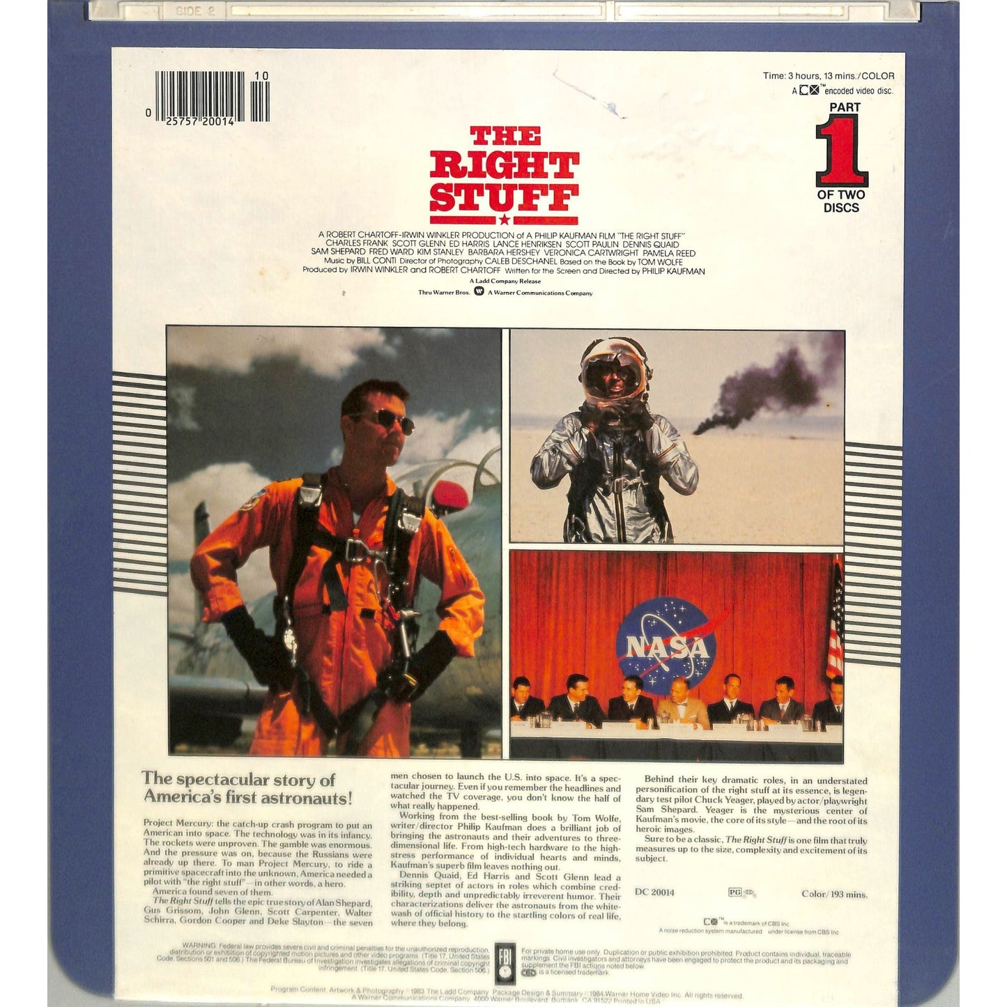 The Right Stuff (1983) Vintage Double CED Videodisc
