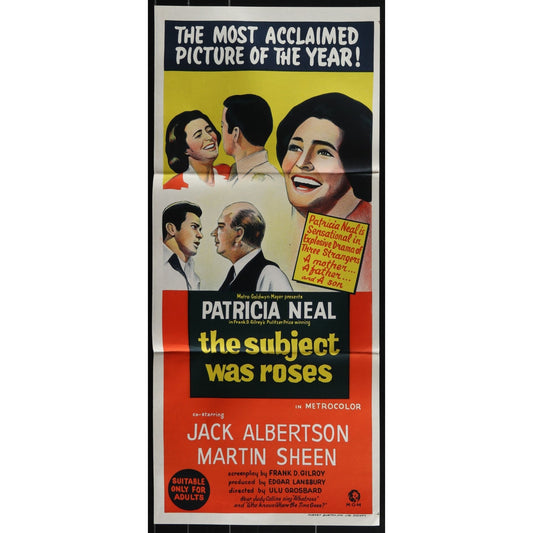 The Subject Was Roses (1968) Original Australian Daybill Movie Poster 13x30