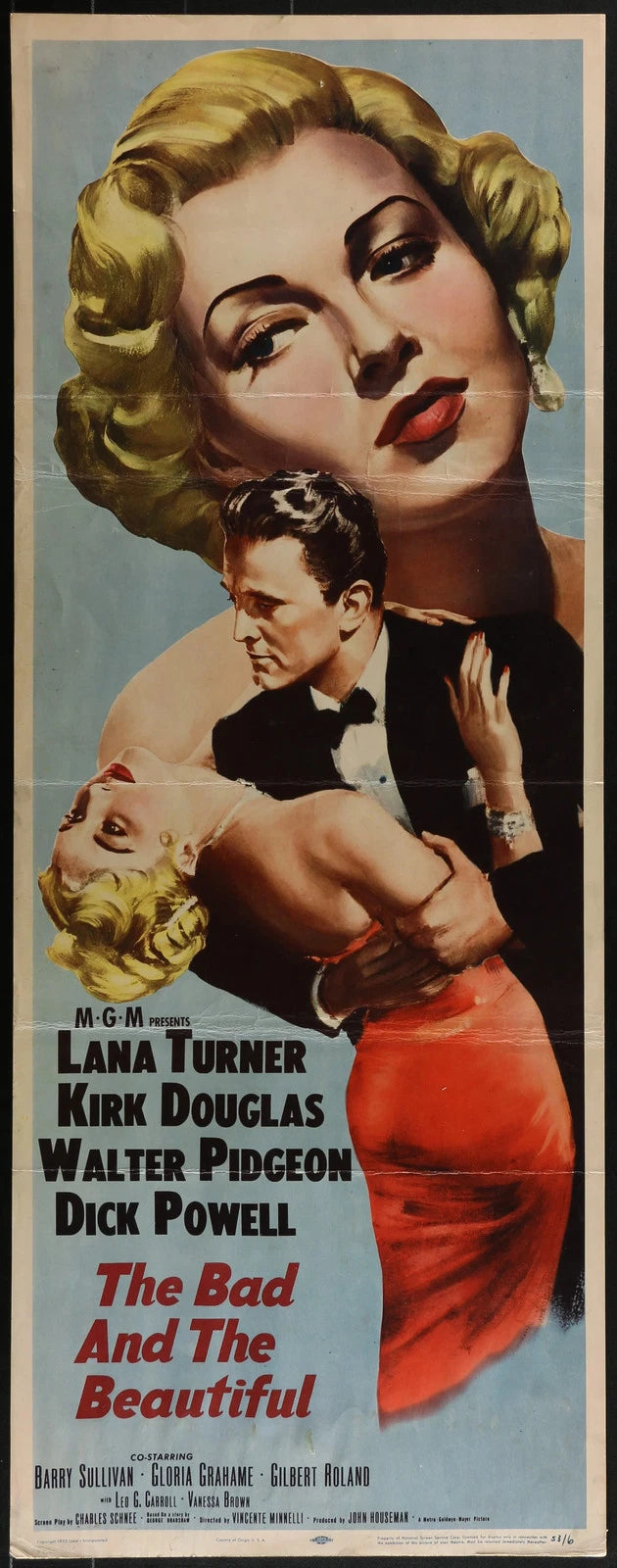 The Bad and the Beautiful (1952) Original Movie Poster Folded 14x36