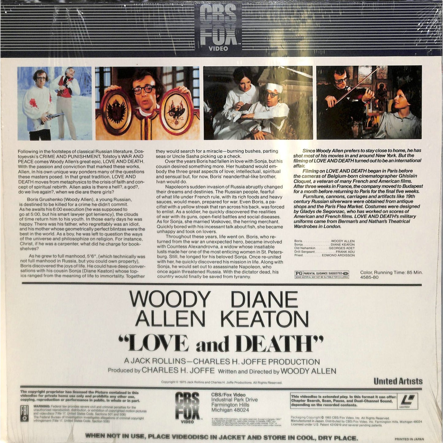 Love and Death (1975) Laserdisc