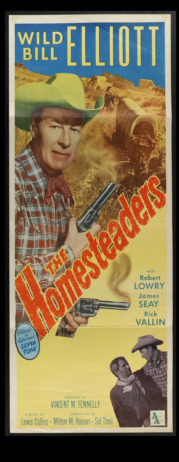 The Homesteaders 1953 Orig Insert Movie Poster 14x36 Wild Bill Elliott Western