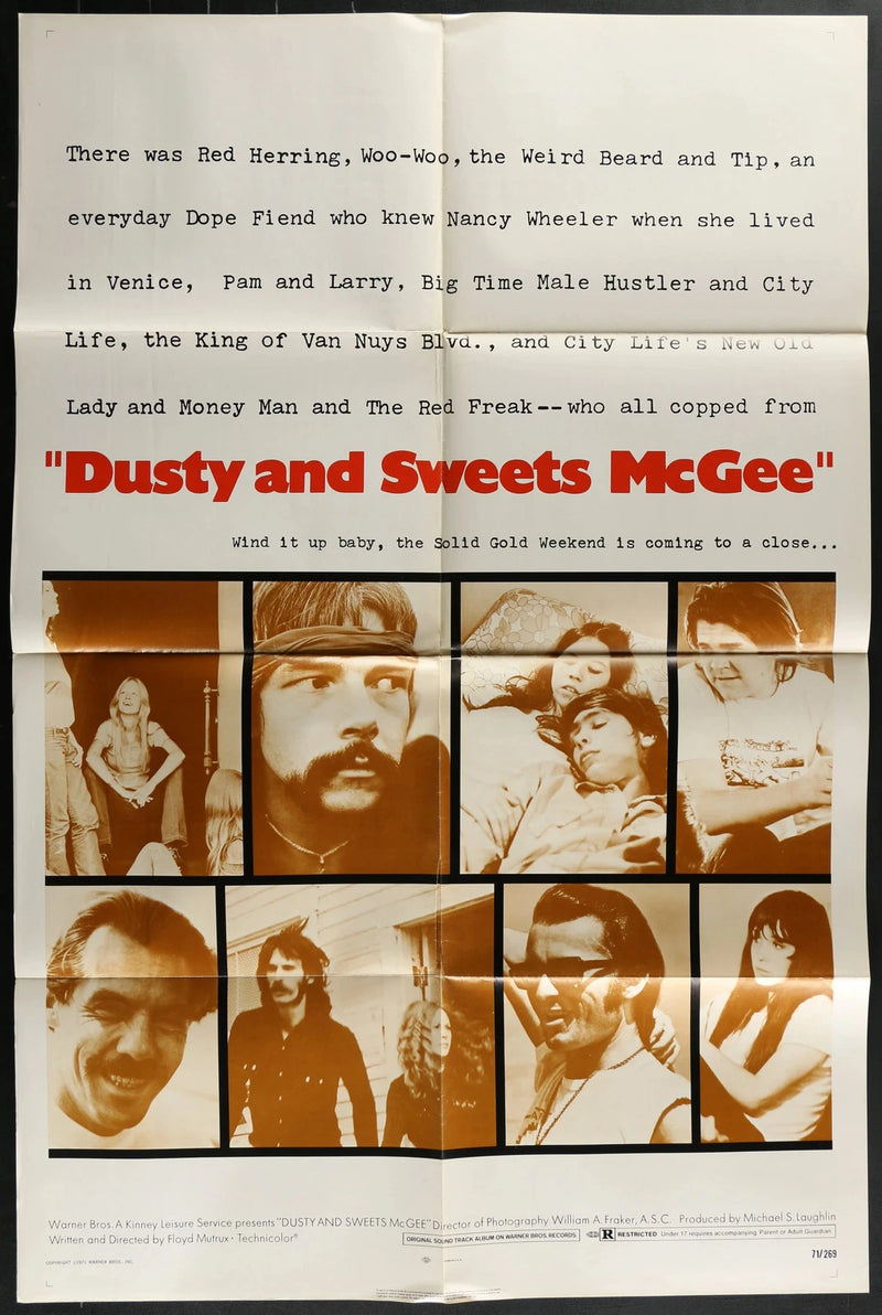 Dusty and Sweets McGee 1971 Counterculture Drama Film Poster 27x41