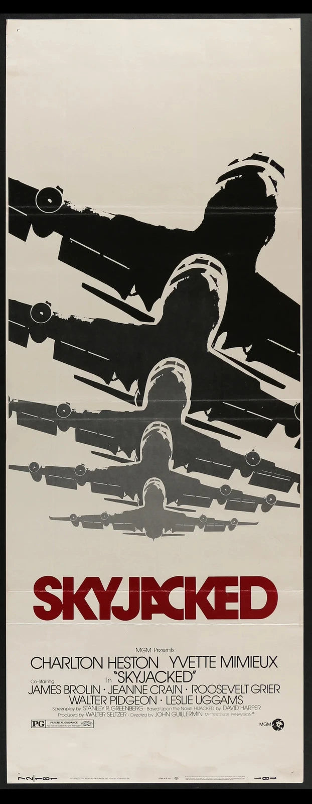 Skyjacked (1972) Original Insert Movie Poster Folded 14x36