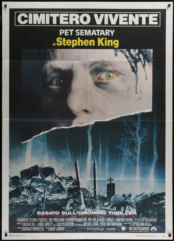 Pet Sematary 1989 Original Italian 1P Movie Poster 39x55 Stephen King Horror