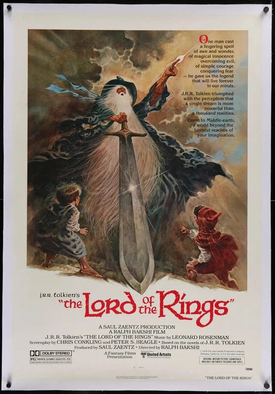 Lord of the Rings 1978 Original Linen Backed Poster 27x41 Tom Jung Ralph Bakshi