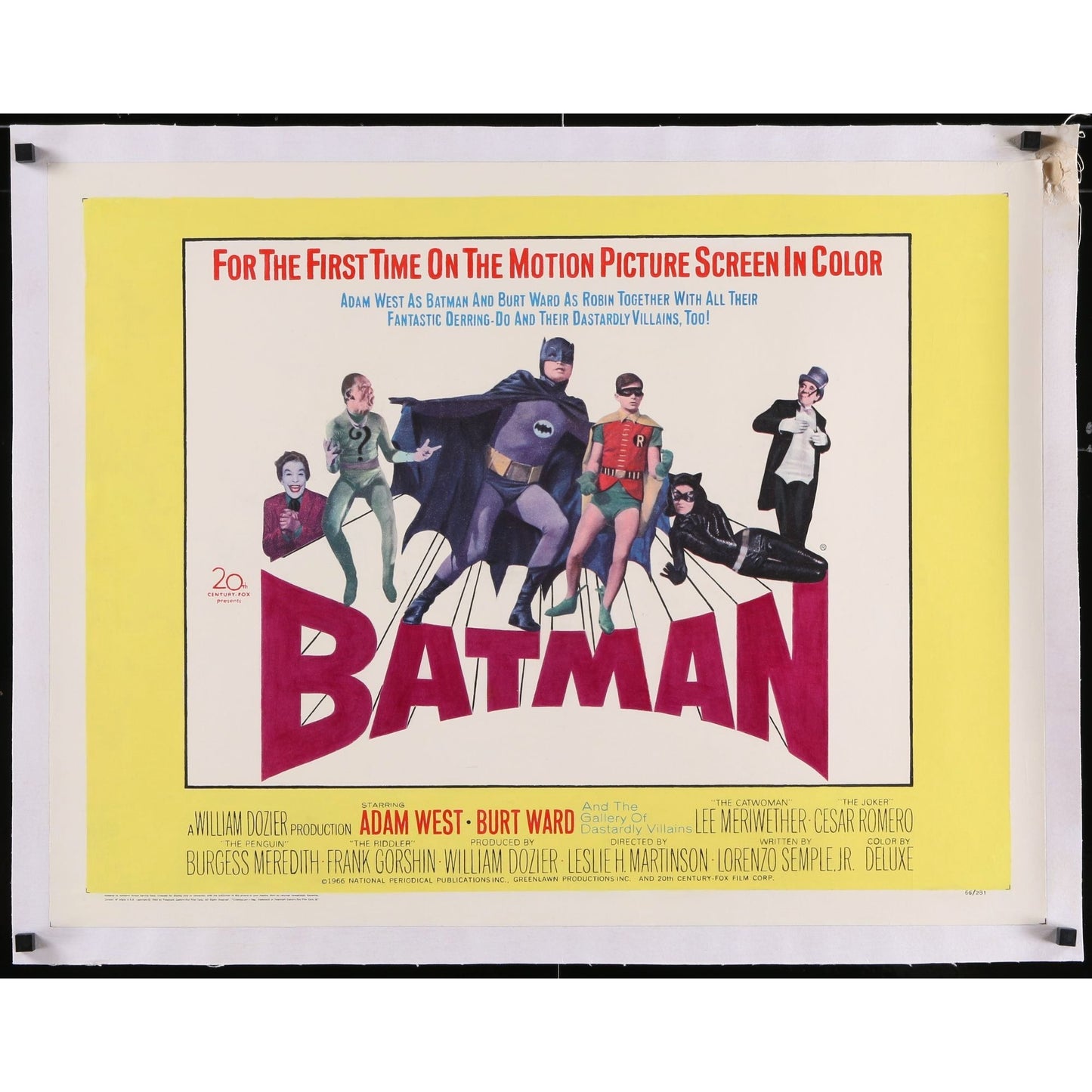 BATMAN (1966) Original Linenbacked Half-Sheet Movie Poster 22x28" Adam West