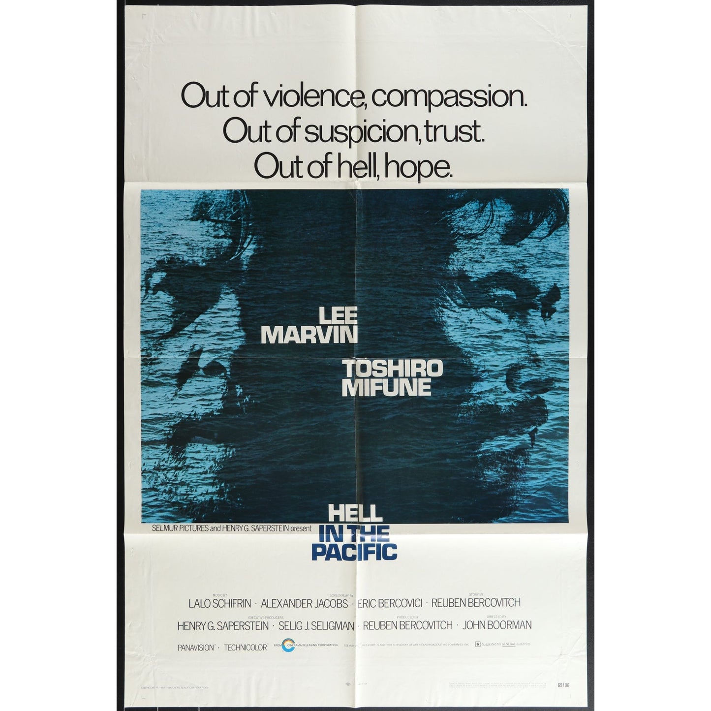 Hell in the Pacific (1968) Original Movie Poster 27x41 Folded