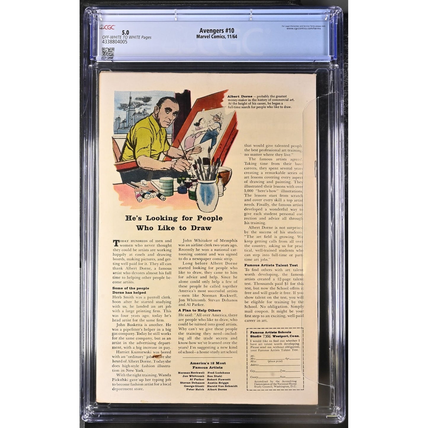 Avengers #10 (1964) CGC 5.0 Marvel Key Issue 1st Appearance Immortus Baron Zemo