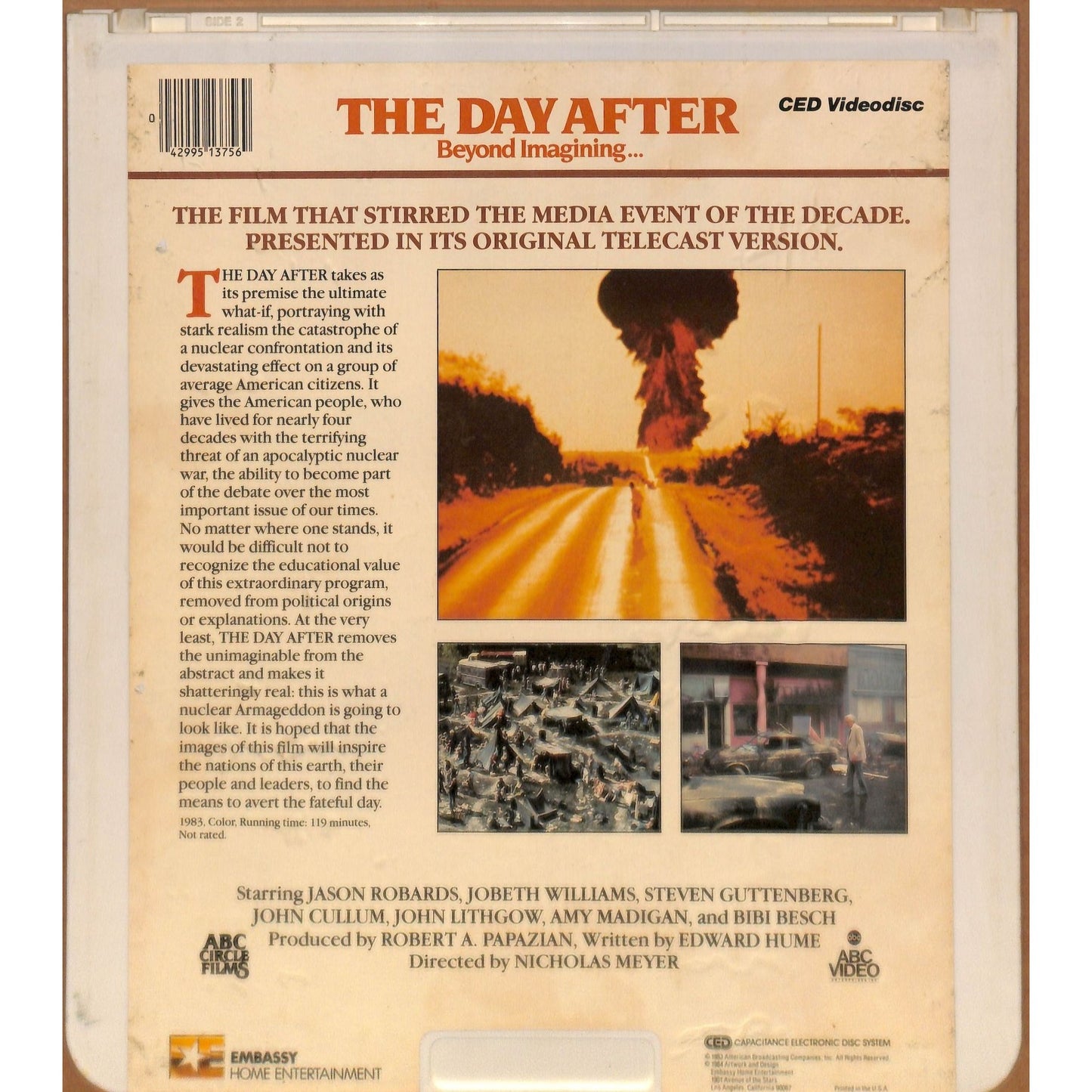 The Day After (1983) Vintage CED RCA SelectaVision VideoDisc TESTED WORKING