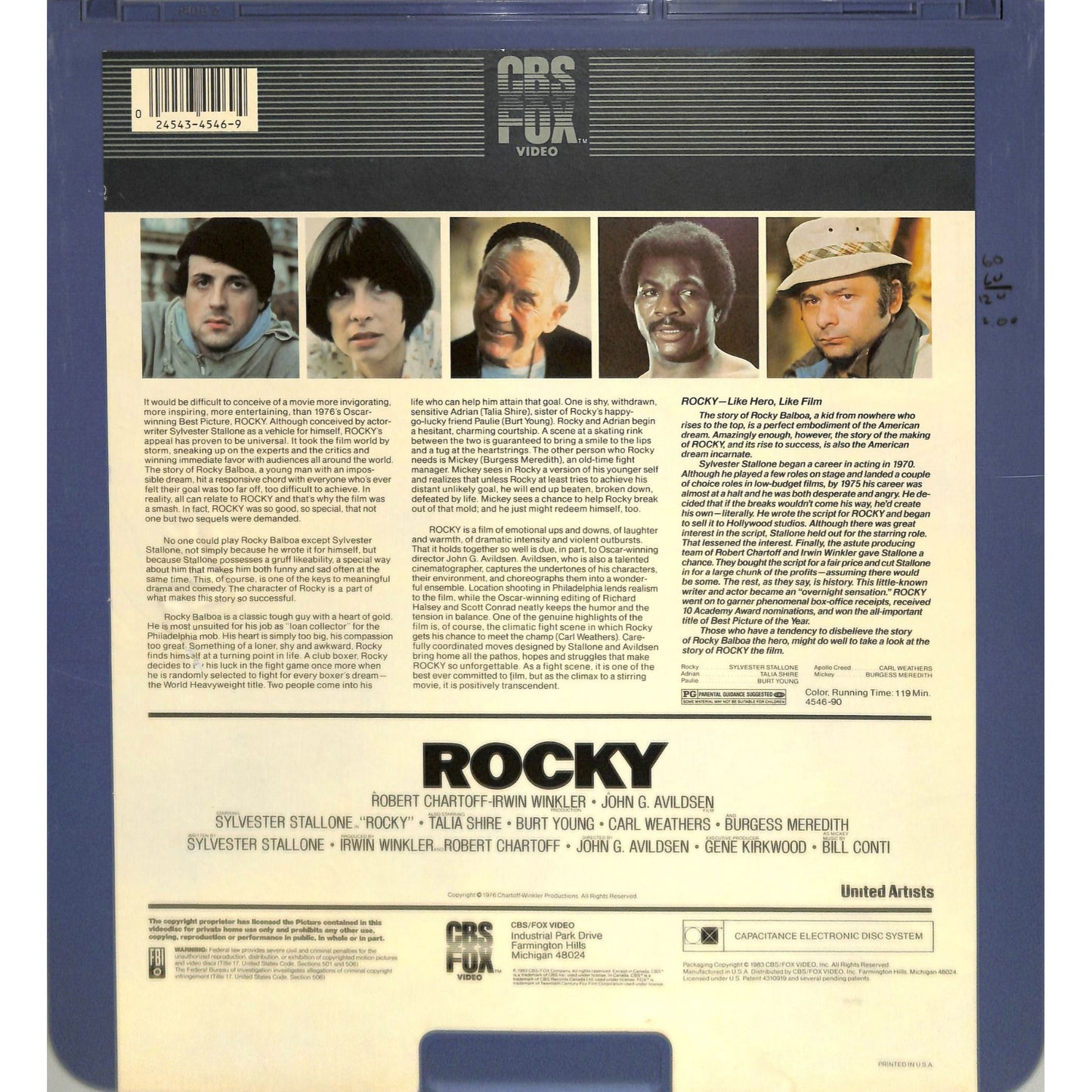 Rocky (1976) Vintage CED Videodisc