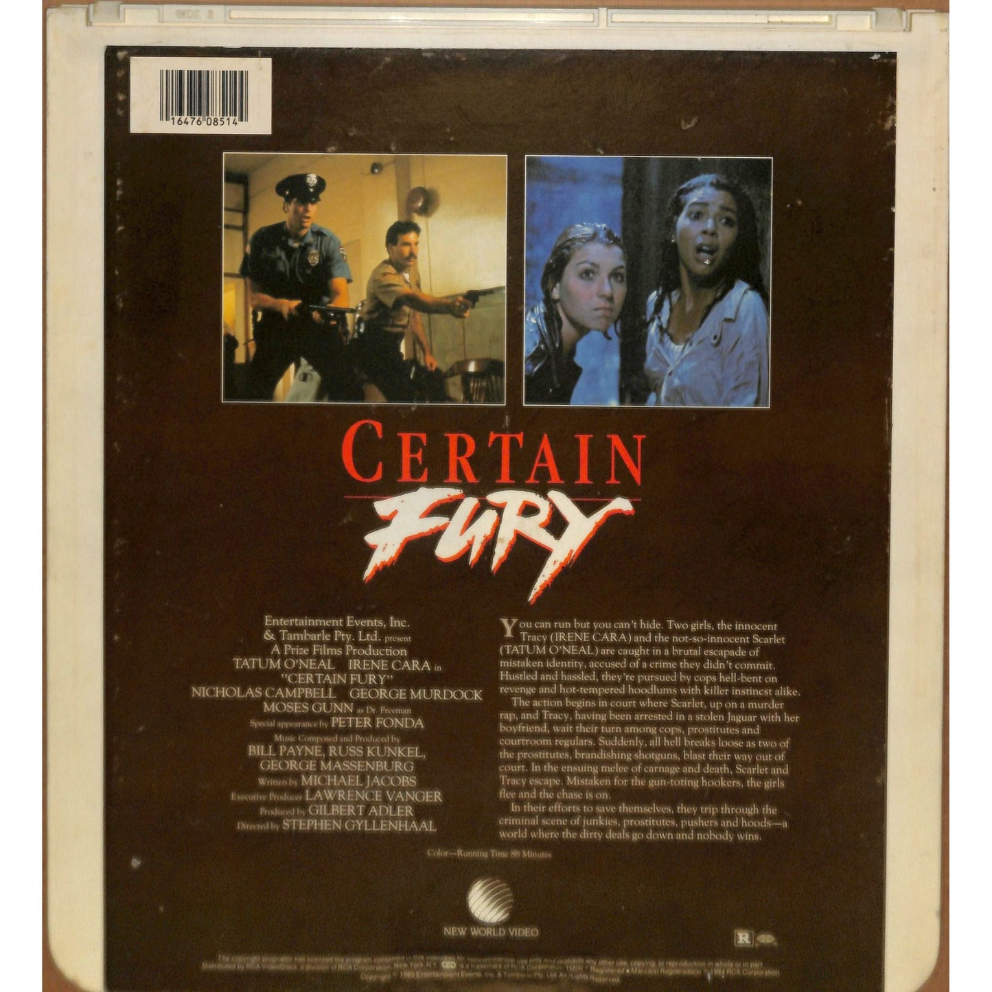 Certain Fury (1985) Vintage CED RCA SelectaVision Videodisc TESTEDWORKING