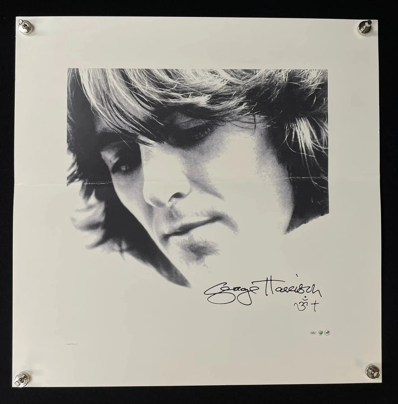 George Harrison Beatles Signed Style Portrait Poster 16x16 Music Memorabilia