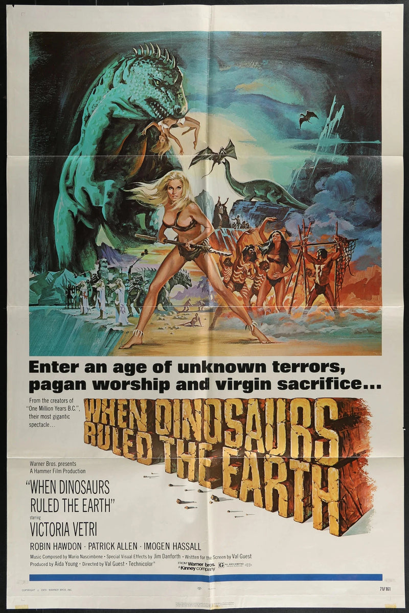 When Dinosaurs Ruled the Earth (1971) Original Movie Poster 27x41 Hammer