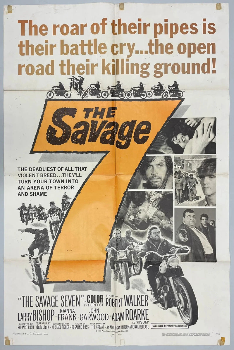 The Savage Seven (1968) Original Movie Poster 27x41 Robert Walker Biker Film