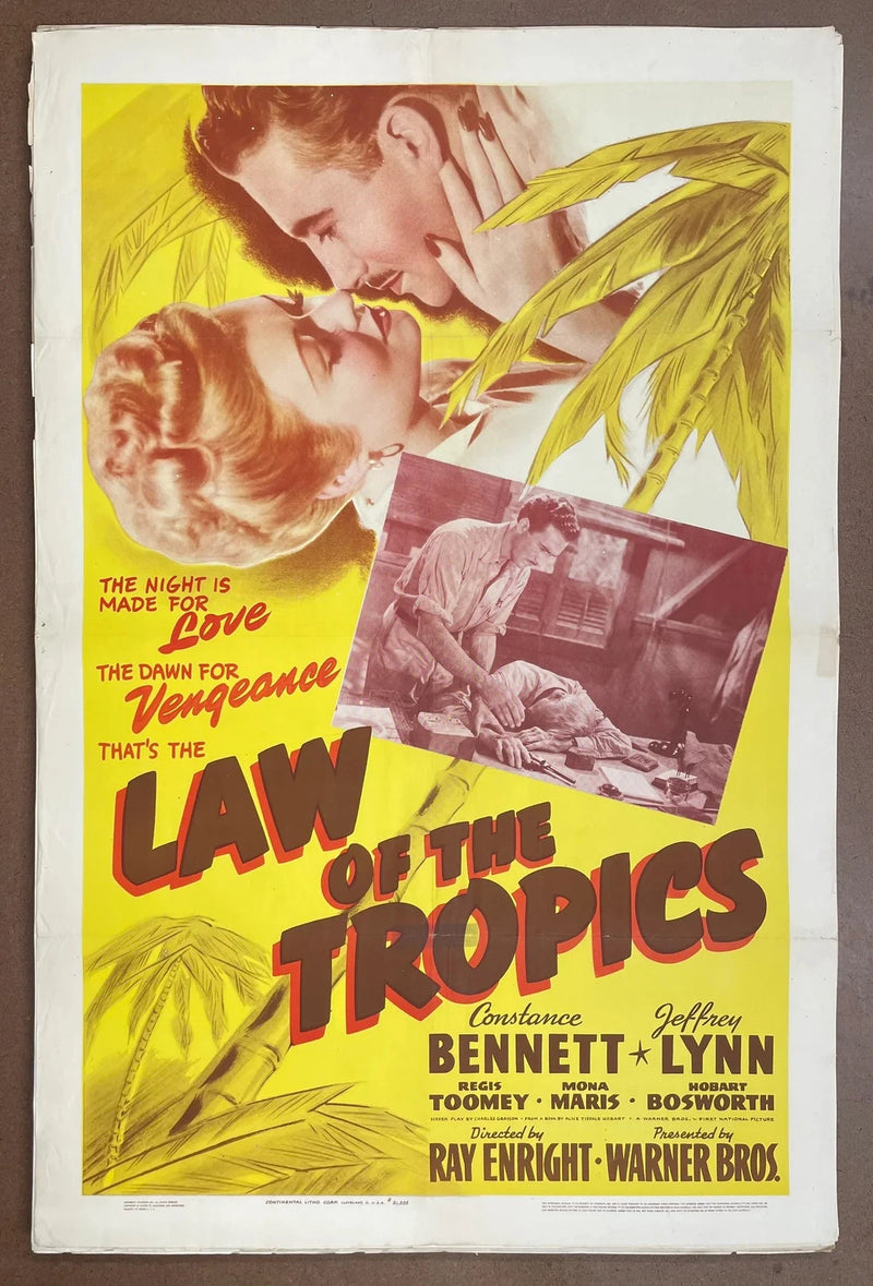 Law of the Tropics 1941 Original US Folded Constance Bennett Adventure Poster