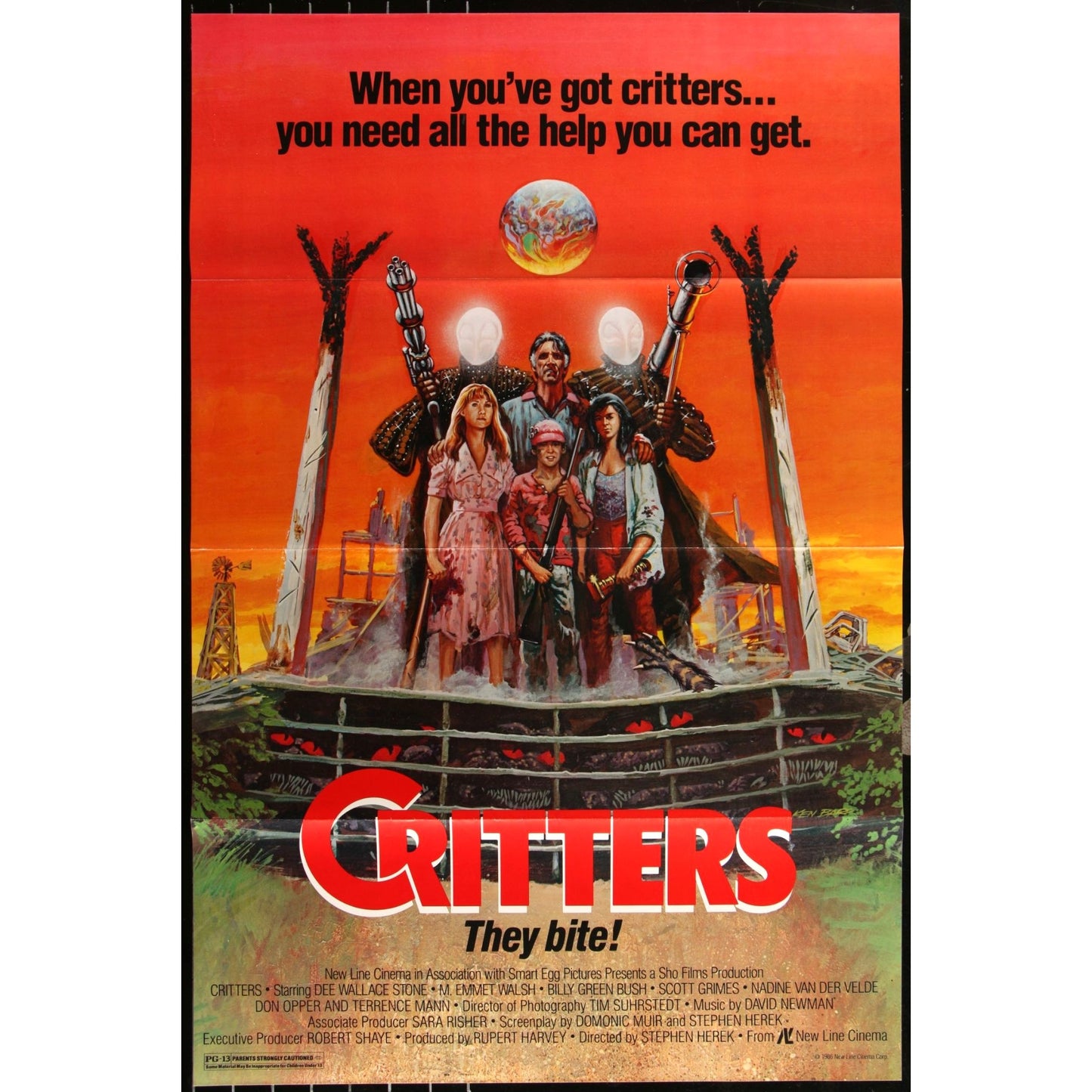 Critters (1986) Original Horror Movie Poster 27x41 THEY BITE! Dee Wallace