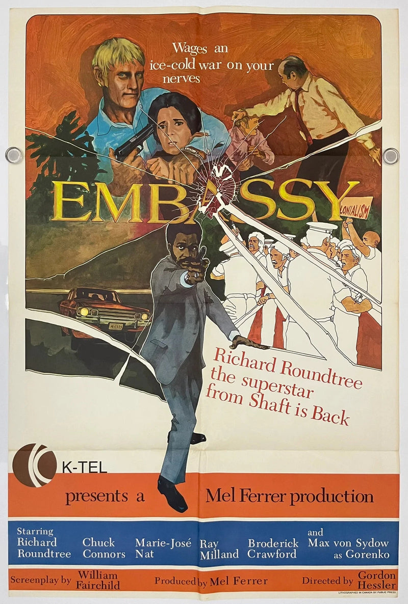 Embassy 1972 26.25x40 Folded USA One Sheet Movie Poster Richard Roundtree Spy