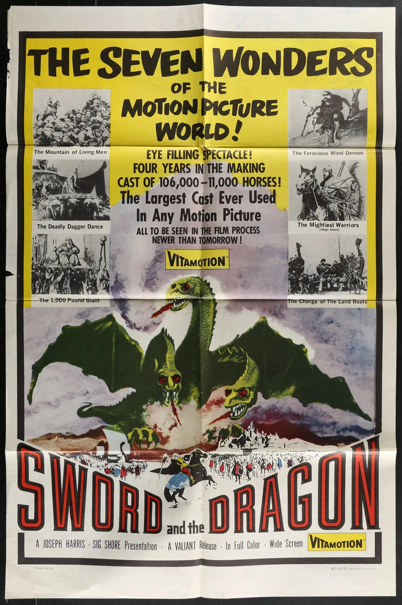 Sword and the Dragon 1956 Original Movie Poster 27x41 Fantasy Adventure