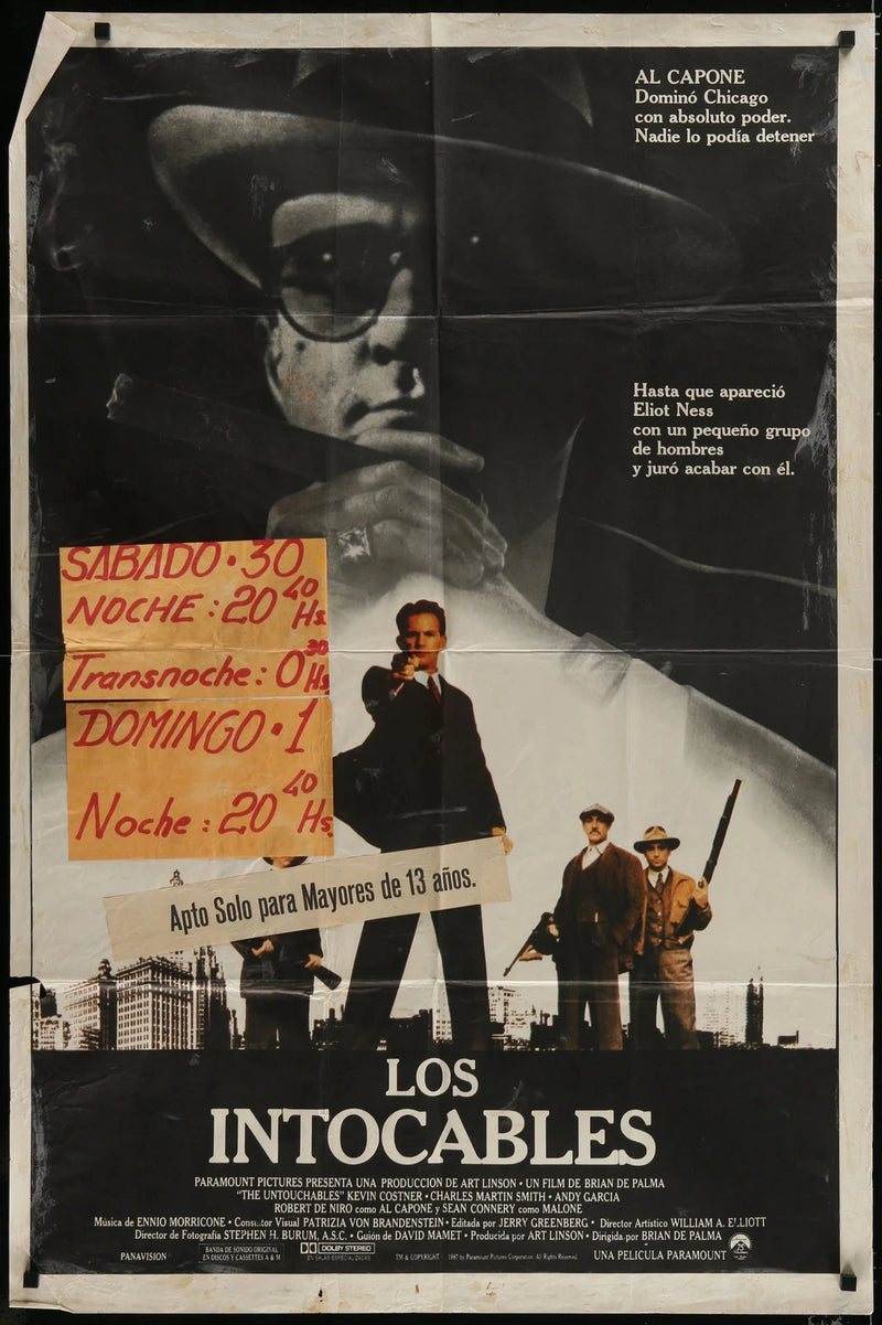 The Untouchables (1987) Original Argentinean Movie Poster 29x43 Kevin Costner