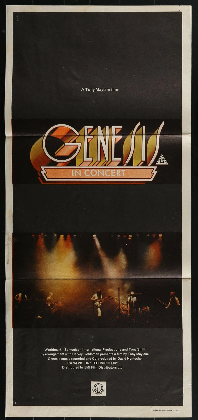 Genesis in Concert (1977) Australian Daybill Poster Folded 14x30 Phil Collins