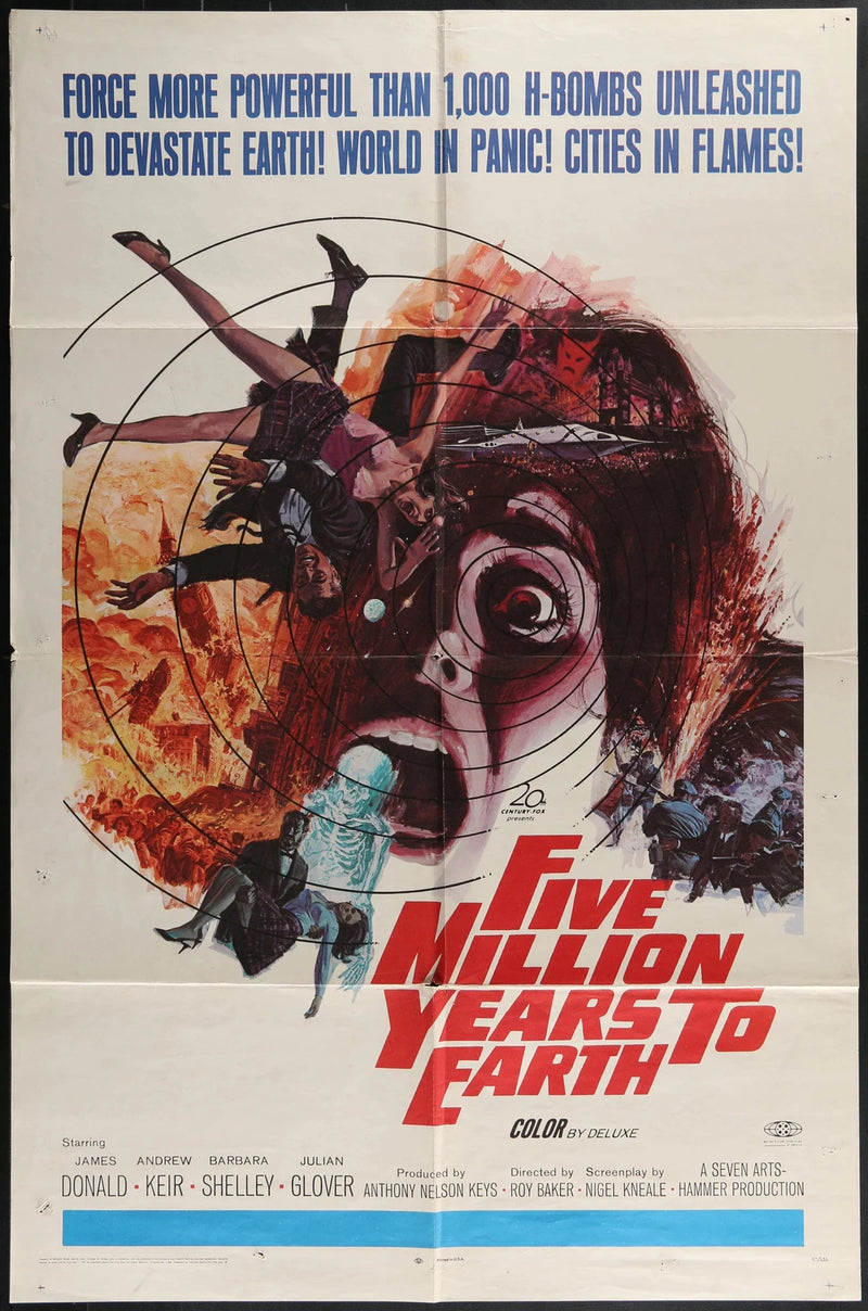 Five Million Years to Earth (1967) Original One Sheet Horror Poster 27x41