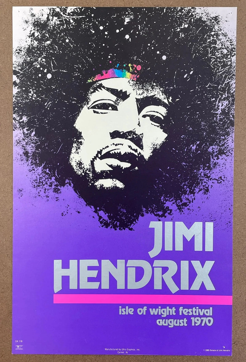 Jimi Hendrix Isle of Wight Festival 1970 Concert Poster Vintage Print 12.75x20