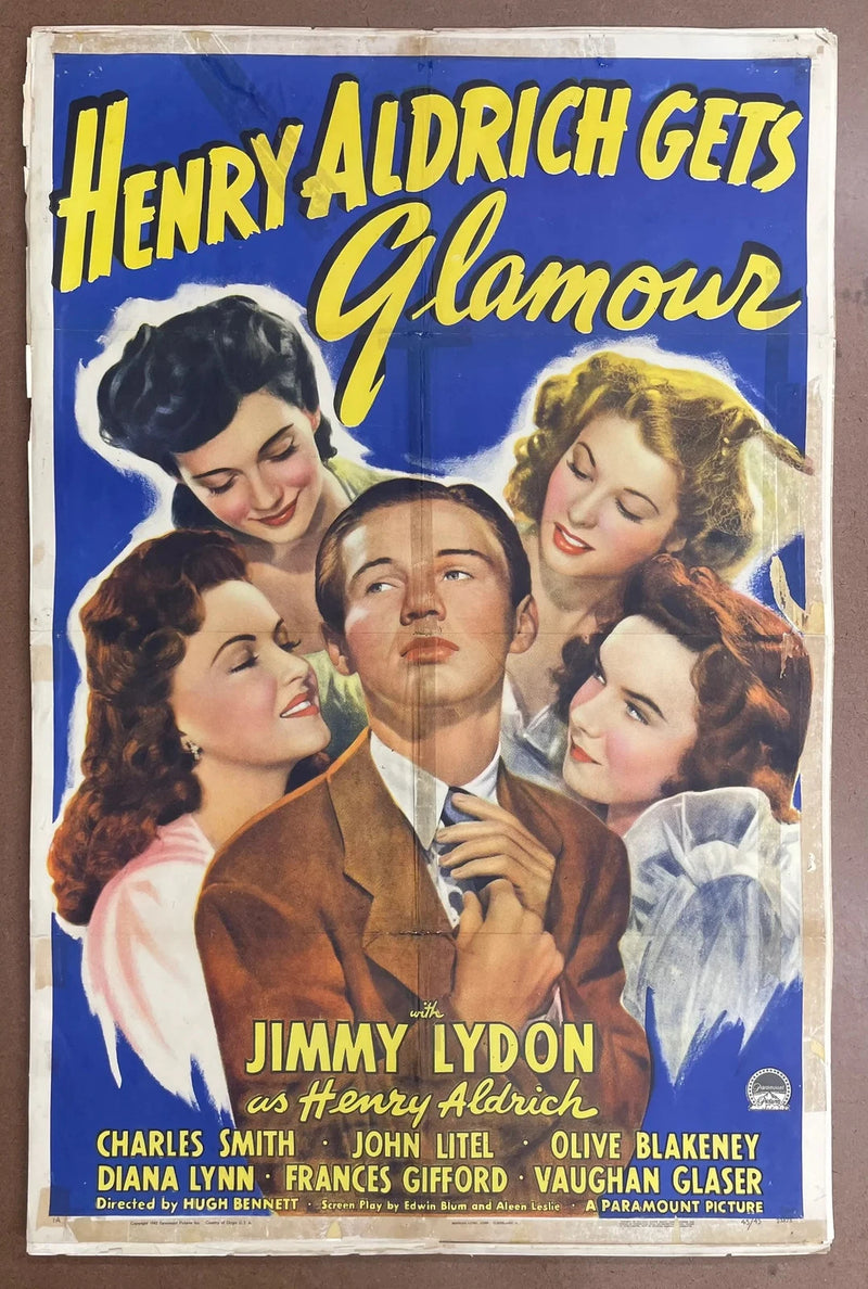 Henry Aldrich Gets Glamour 1943 Original US Folded Jimmy Lydon Comedy Poster