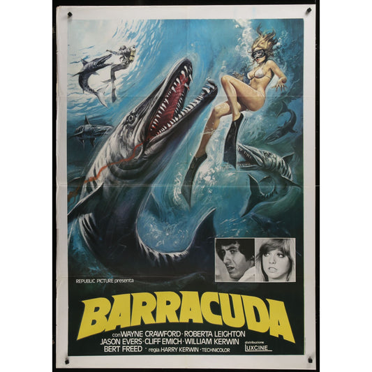 Barracuda (1978) Original Italian 1P Movie Poster Folded 39x55