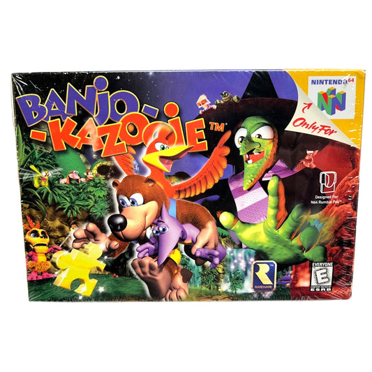 Banjo-Kazooie (Nintendo 64 1998) CIB with Manuals Partial Seal and Hang-tab NM