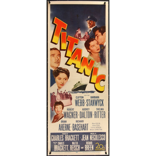 TITANIC (1953) Original Linenbacked Insert-Size Movie Poster 14" x 36" Stanwyck