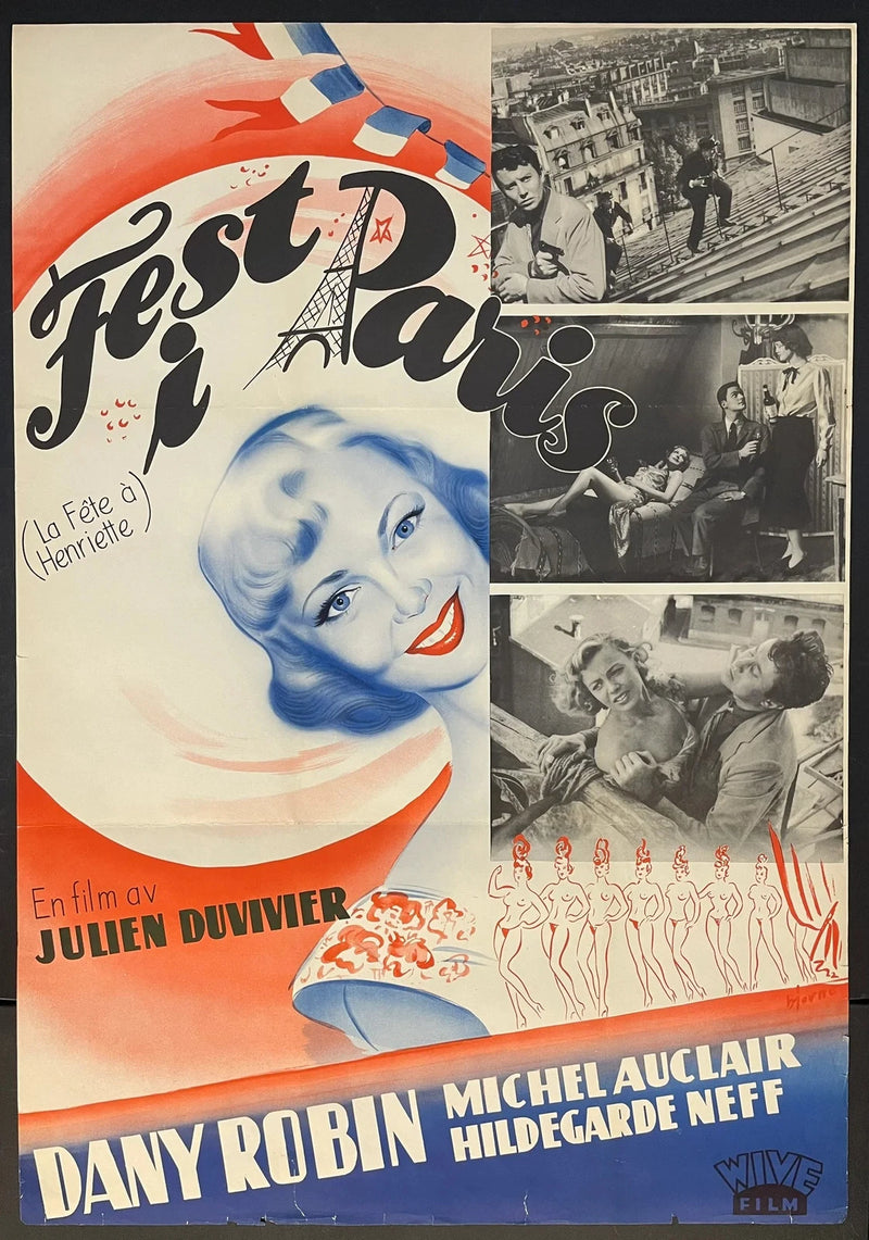 La Fête à Henriette (1952) Original Swedish Poster 27x40