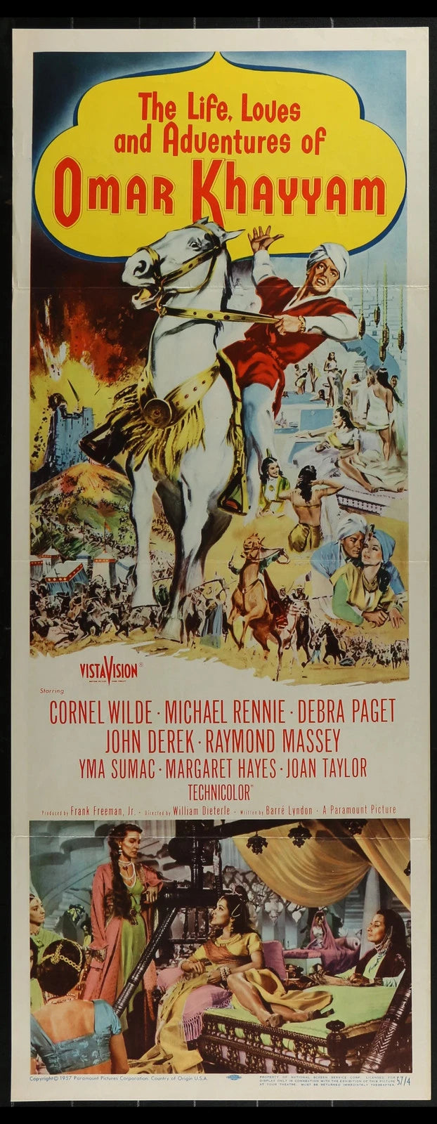 The Life, Loves and Adventures of Omar Khayyam 1957 Original Poster Folded 14x36